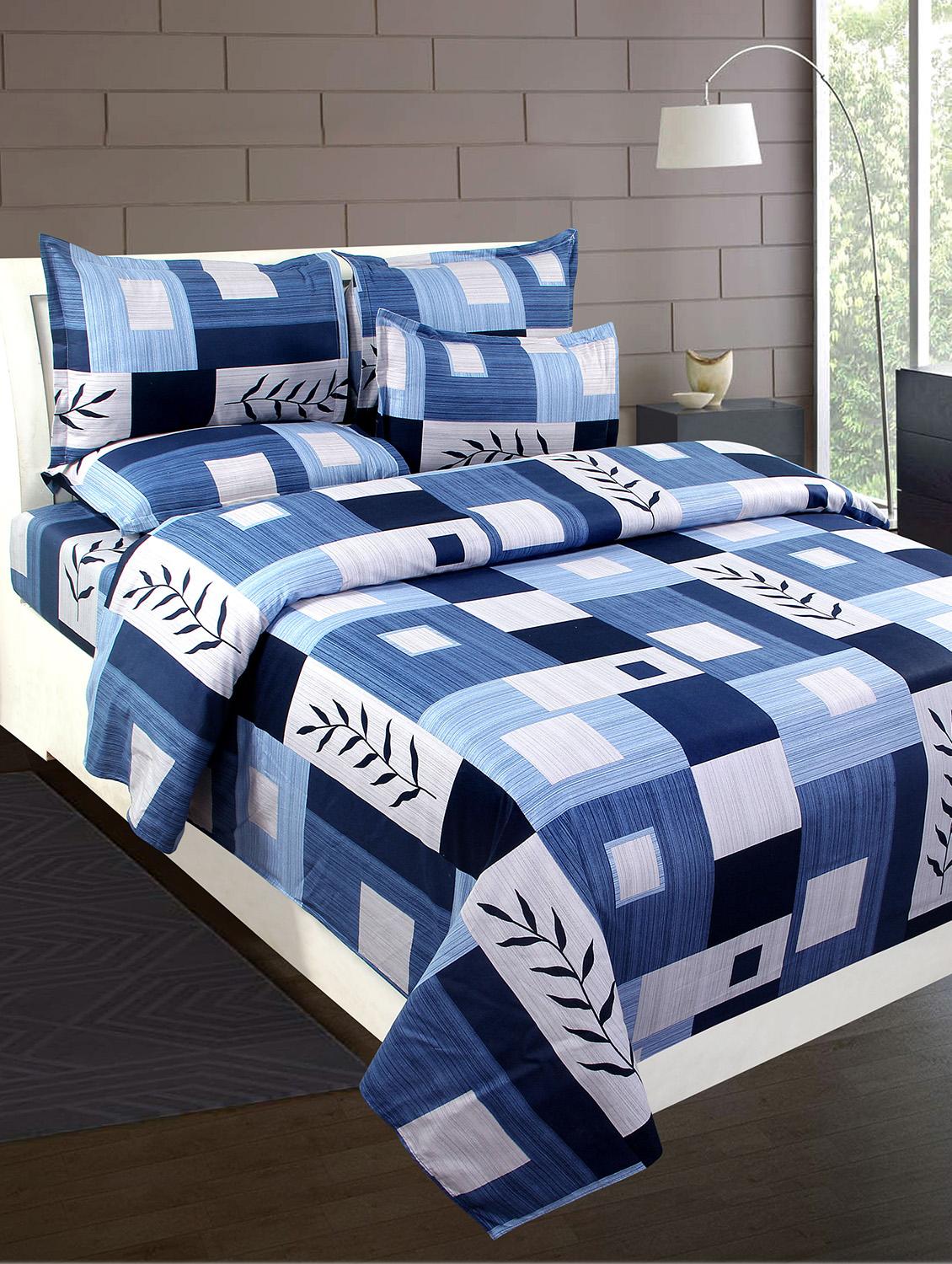 cotton double bedsheet with 2 matching pillow covers - 16783106 - Zoom Image - 1