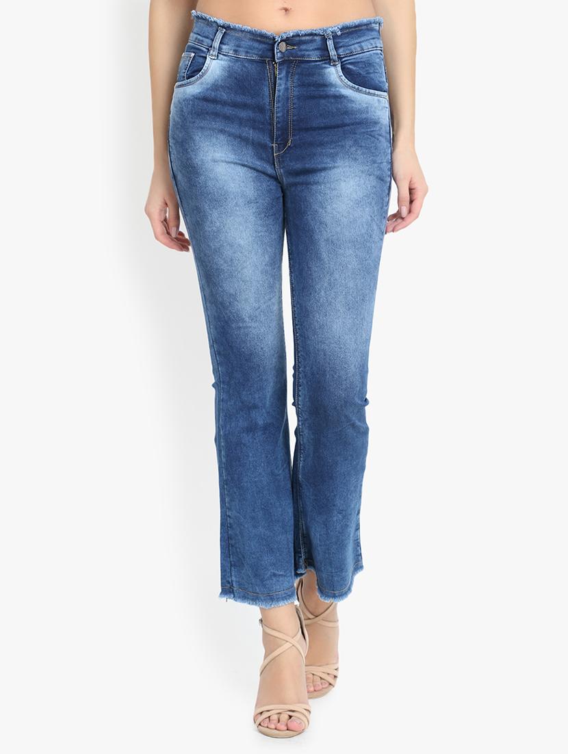 high rise frayed detail jeans - 16783496 - Zoom Image - 1