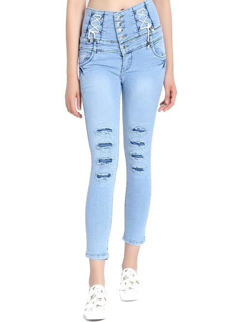 high rise distressed jeans - 16783497 - Standard Image - 1