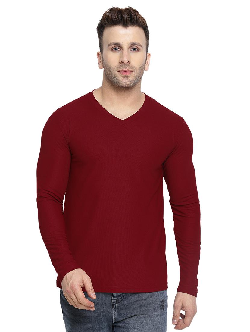 maroon solid t-shirt - 16783536 - Zoom Image - 1