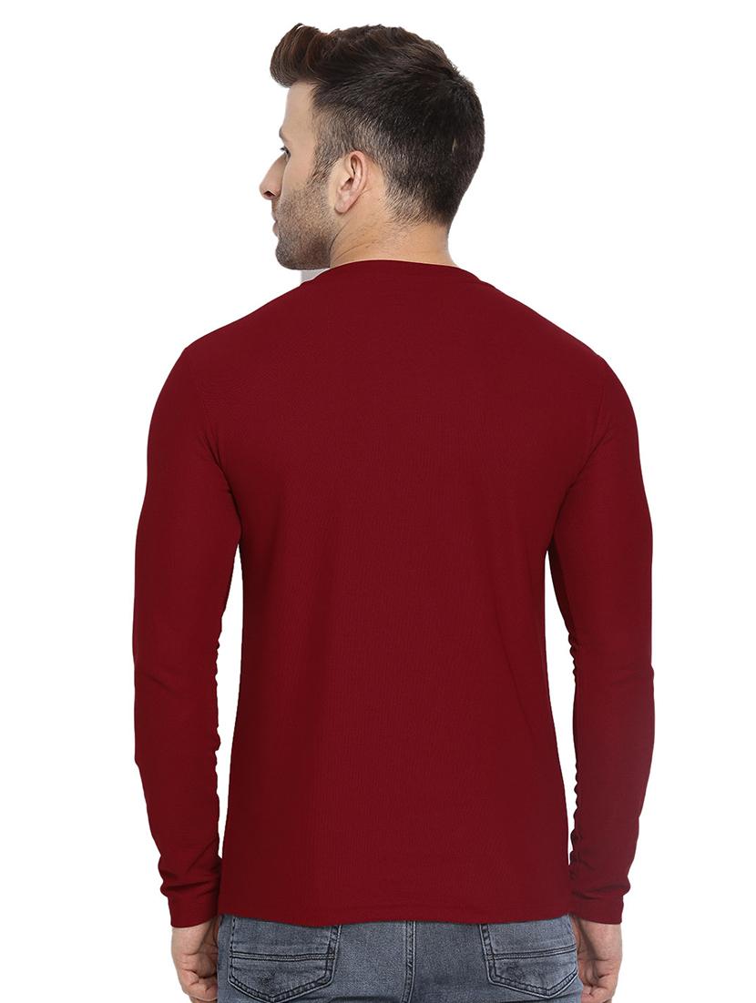 maroon solid t-shirt - 16783536 - Zoom Image - 3