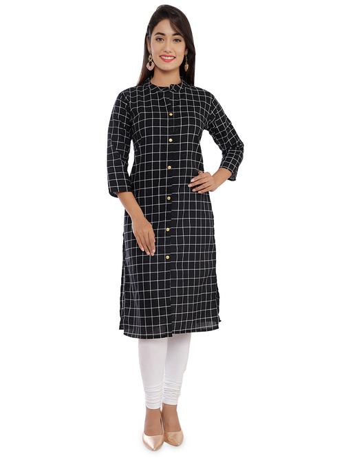 checkered straight kurta - 16784348 - Standard Image - 1
