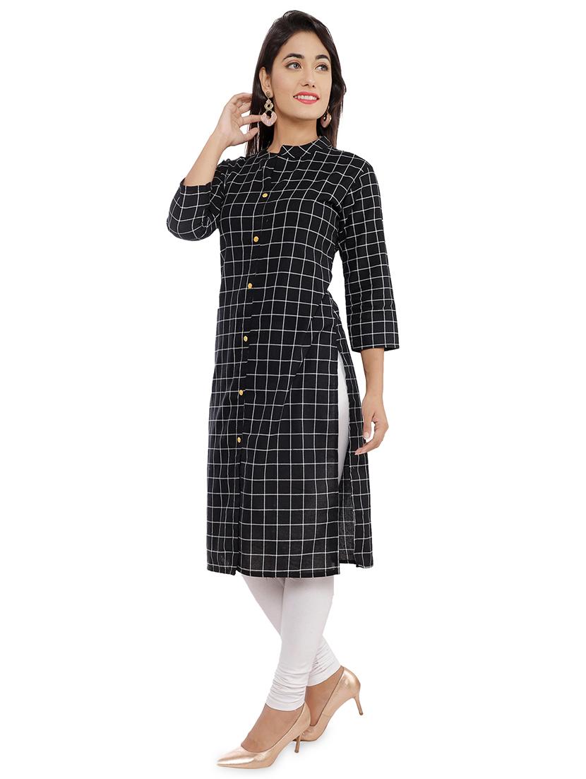 checkered straight kurta - 16784348 - Zoom Image - 2