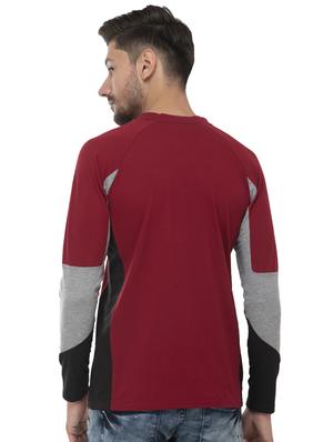maroon color block t-shirt - 16784415 - Standard Image - 3