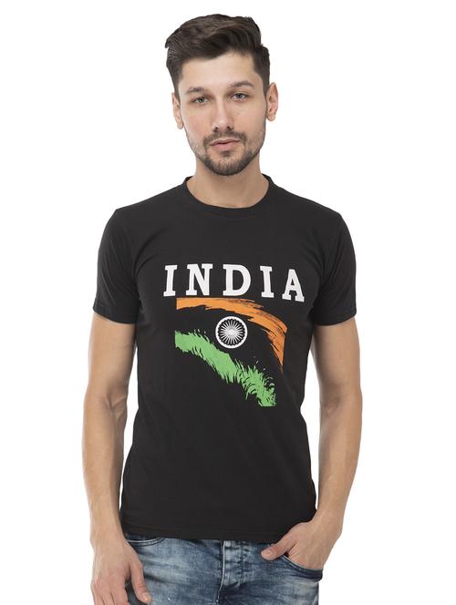 black typographic chest printed t-shirt - 16784416 - Standard Image - 1