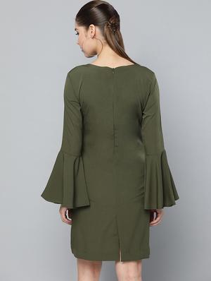 bell sleeved solid a-line dress - 16784917 - Standard Image - 3