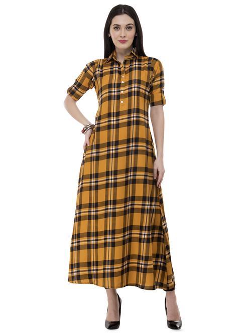 checkered a-line kurta - 16785357 - Standard Image - 1
