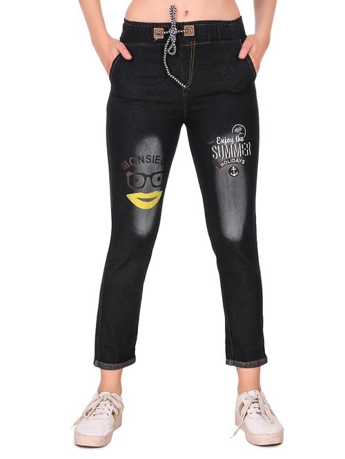 drawstring waist printed jeans - 16785853 - Very Small Image - 1