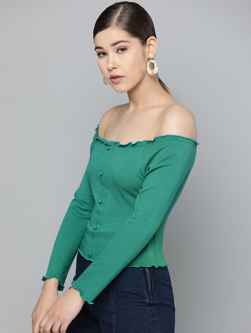 off shoulder long sleeved top - 16786306 - Zoom Image - 2