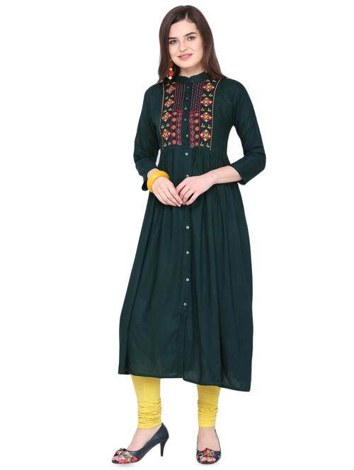 embroidered flared kurta - 16786909 - Standard Image - 1