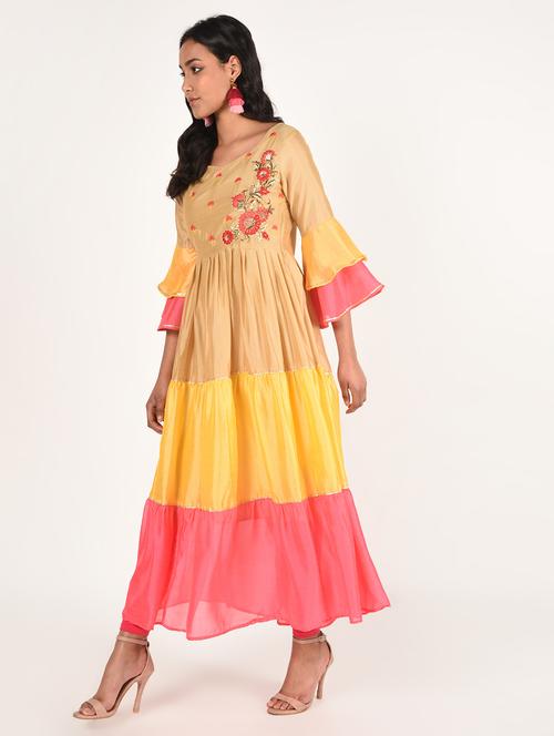 bell sleeves tiered kurta - 16787096 - Standard Image - 1