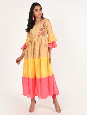 bell sleeves tiered kurta - 16787096 - Standard Image - 2