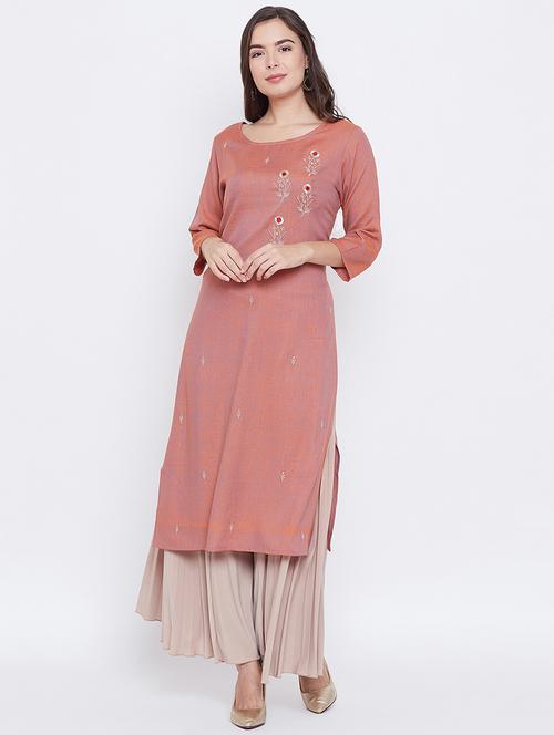 embroidered straight kurta - 16787211 - Standard Image - 1