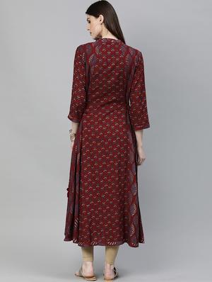 floral print a-line kurta - 16787723 - Standard Image - 3