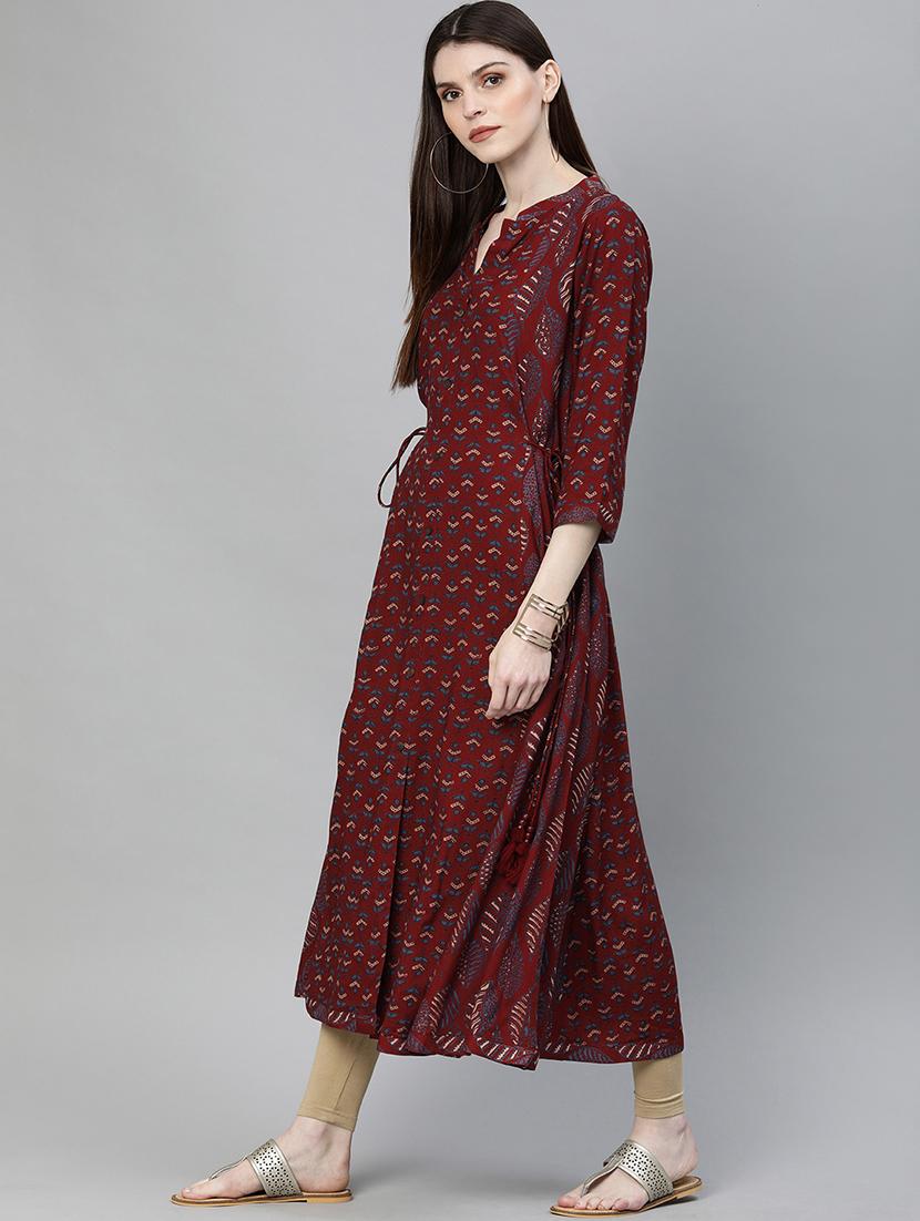 floral print a-line kurta - 16787723 - Zoom Image - 2
