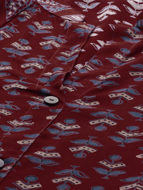 floral print a-line kurta - 16787723 - Zoom Image - 4