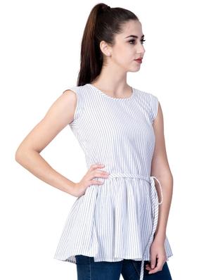 tie front striped a-line dress - 16787761 - Standard Image - 2