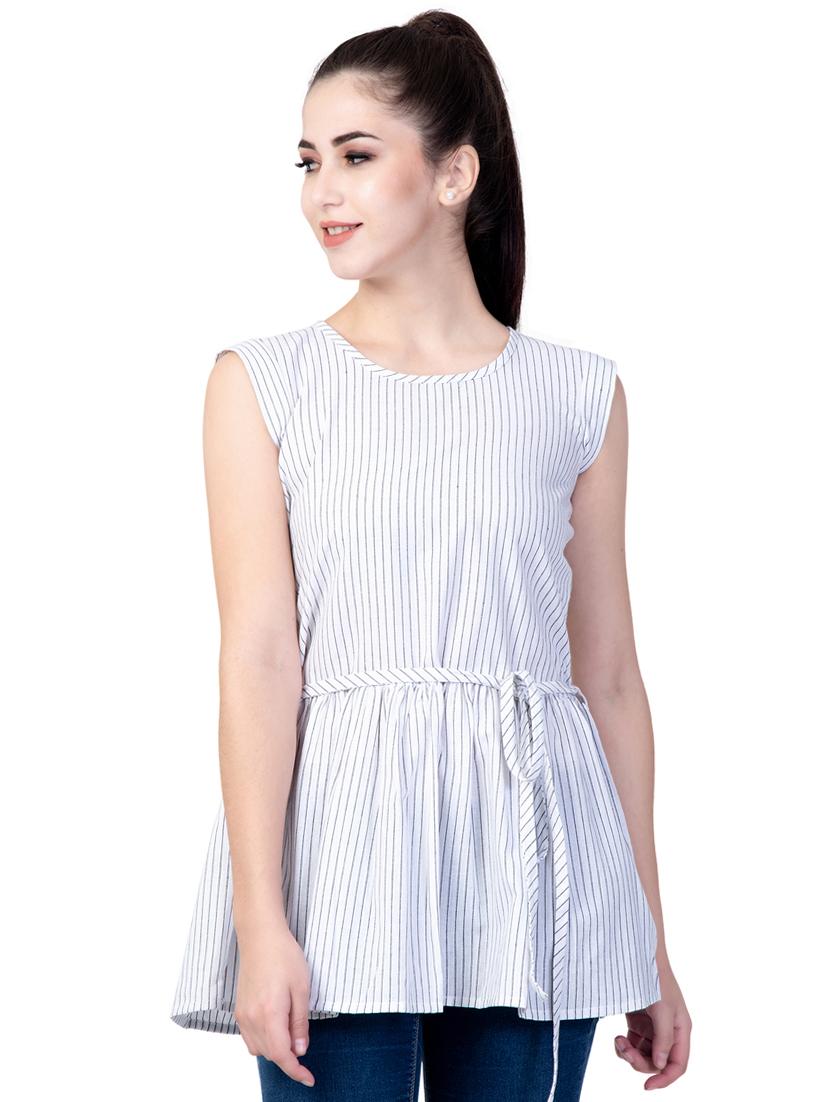 tie front striped a-line dress - 16787761 - Zoom Image - 1