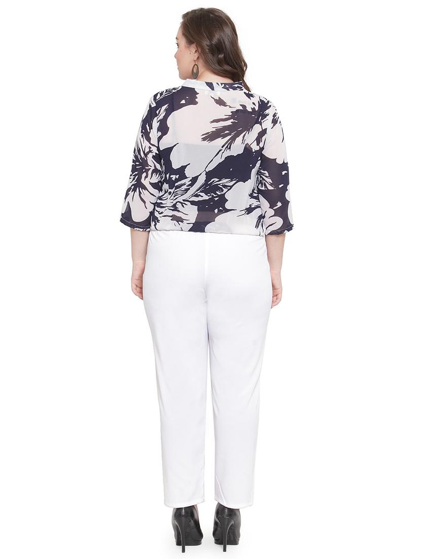 v-neck floral full leg jumpsuit - 16787964 - Zoom Image - 3