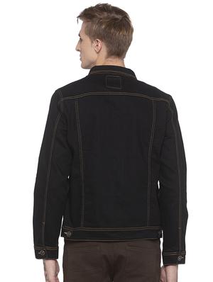 black solid denim jacket - 16788069 - Standard Image - 3