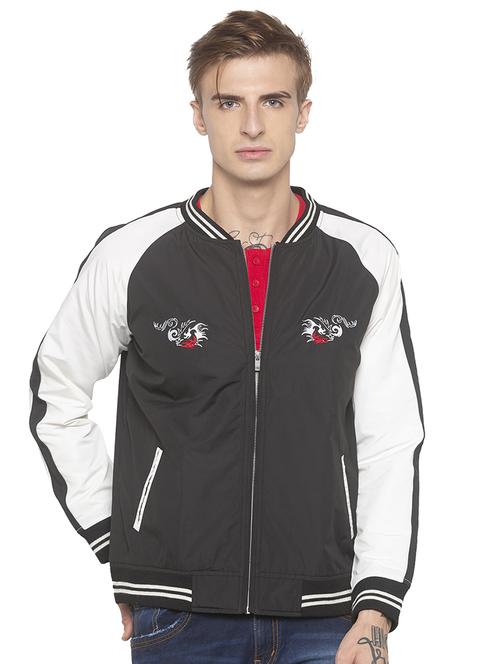 black color block bomber jacket - 16788071 - Standard Image - 1