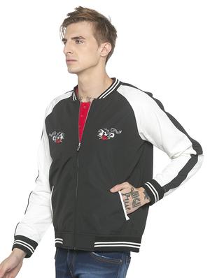 black color block bomber jacket - 16788071 - Standard Image - 2