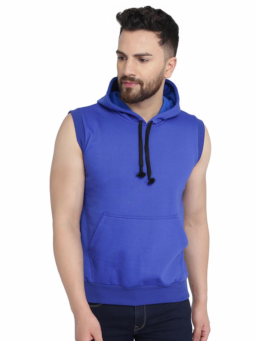 blue solid hooded sweatshirt - 16788086 - Zoom Image - 1