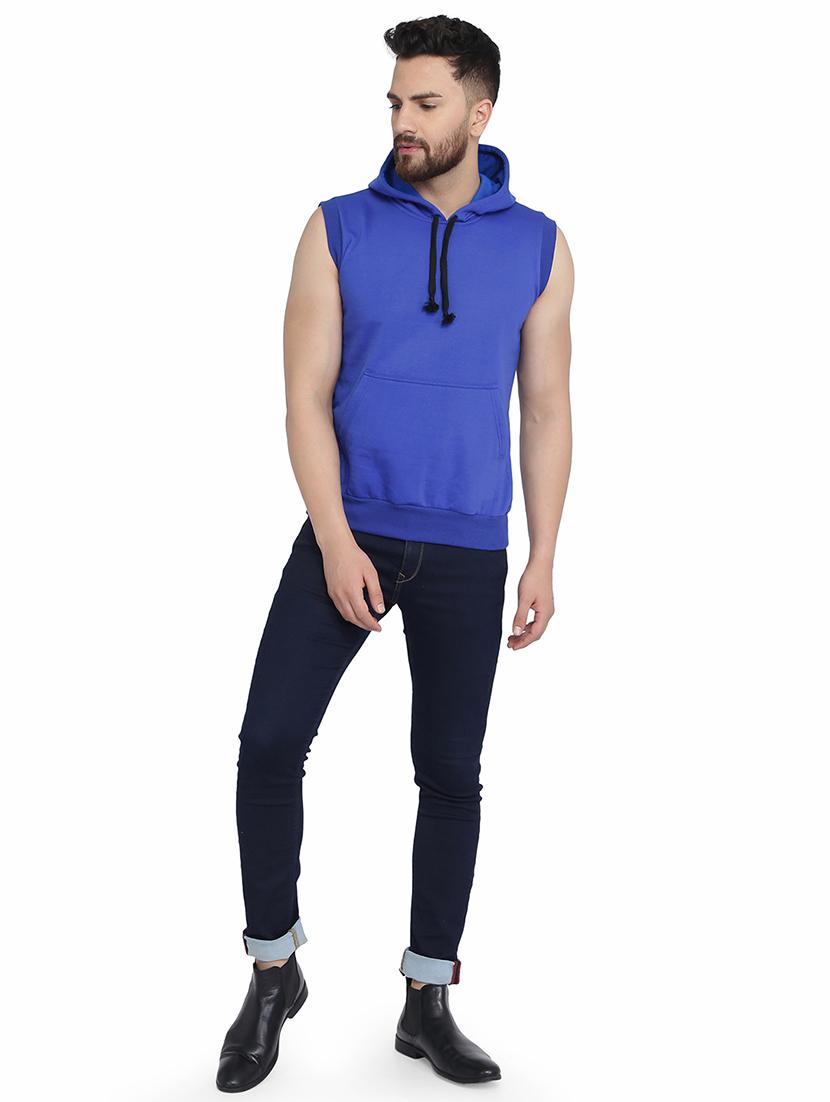 blue solid hooded sweatshirt - 16788086 - Zoom Image - 4