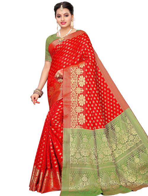 self design kanjivaram saree with blouse - 16788312 - Standard Image - 1