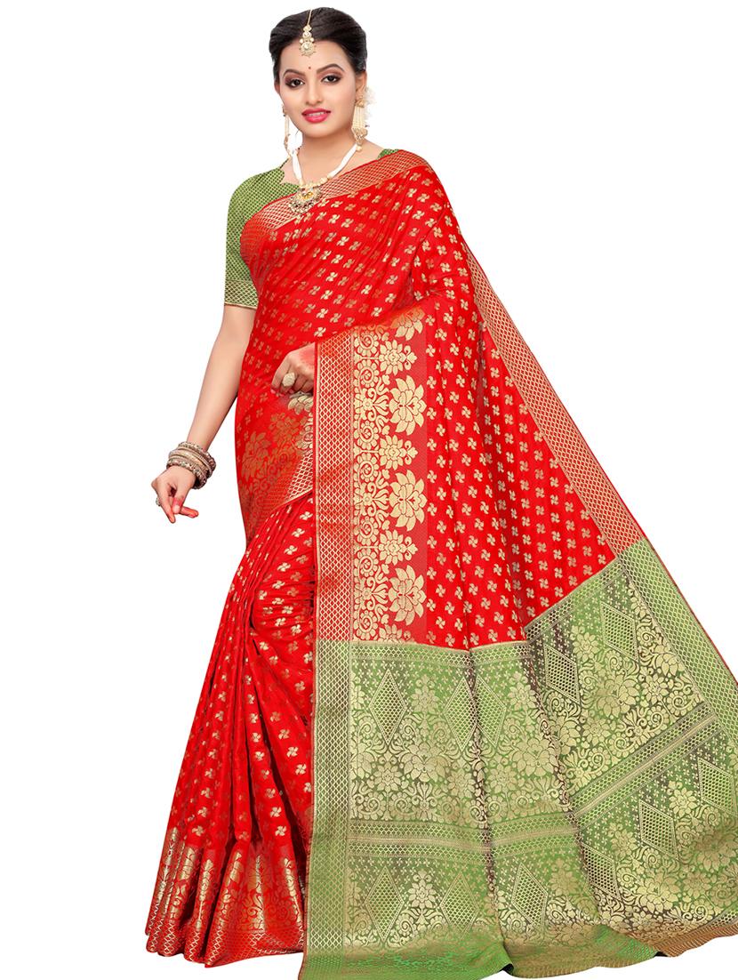 self design kanjivaram saree with blouse - 16788312 - Zoom Image - 1