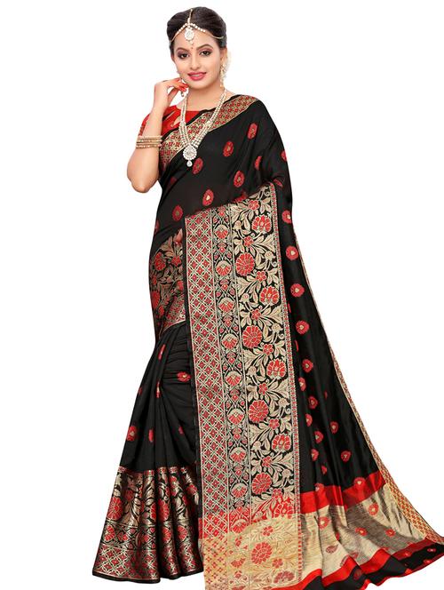 floral kanjivaram saree with blouse - 16788326 - Standard Image - 1