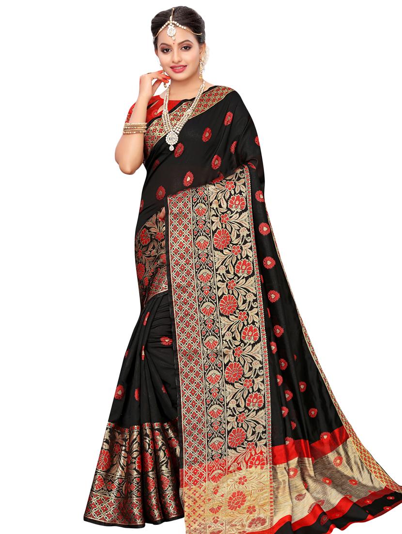 floral kanjivaram saree with blouse - 16788326 - Zoom Image - 1