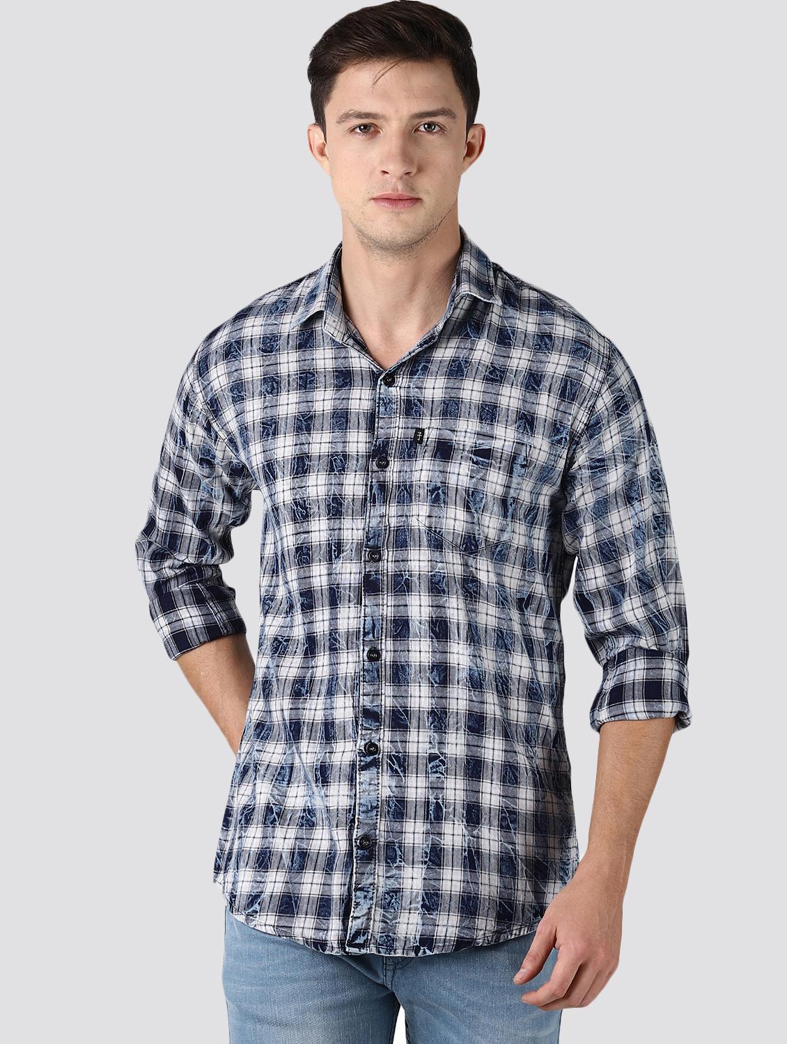 blue checkered casual shirt - 16788424 - Zoom Image - 1