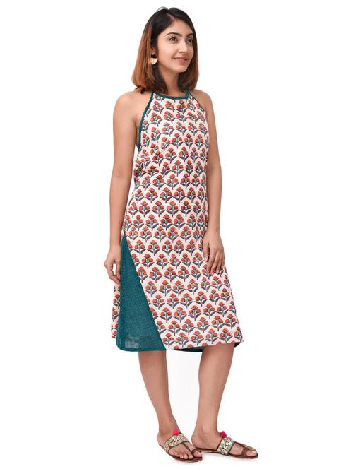 halter neck floral a-line dress - 16788769 - Standard Image - 1