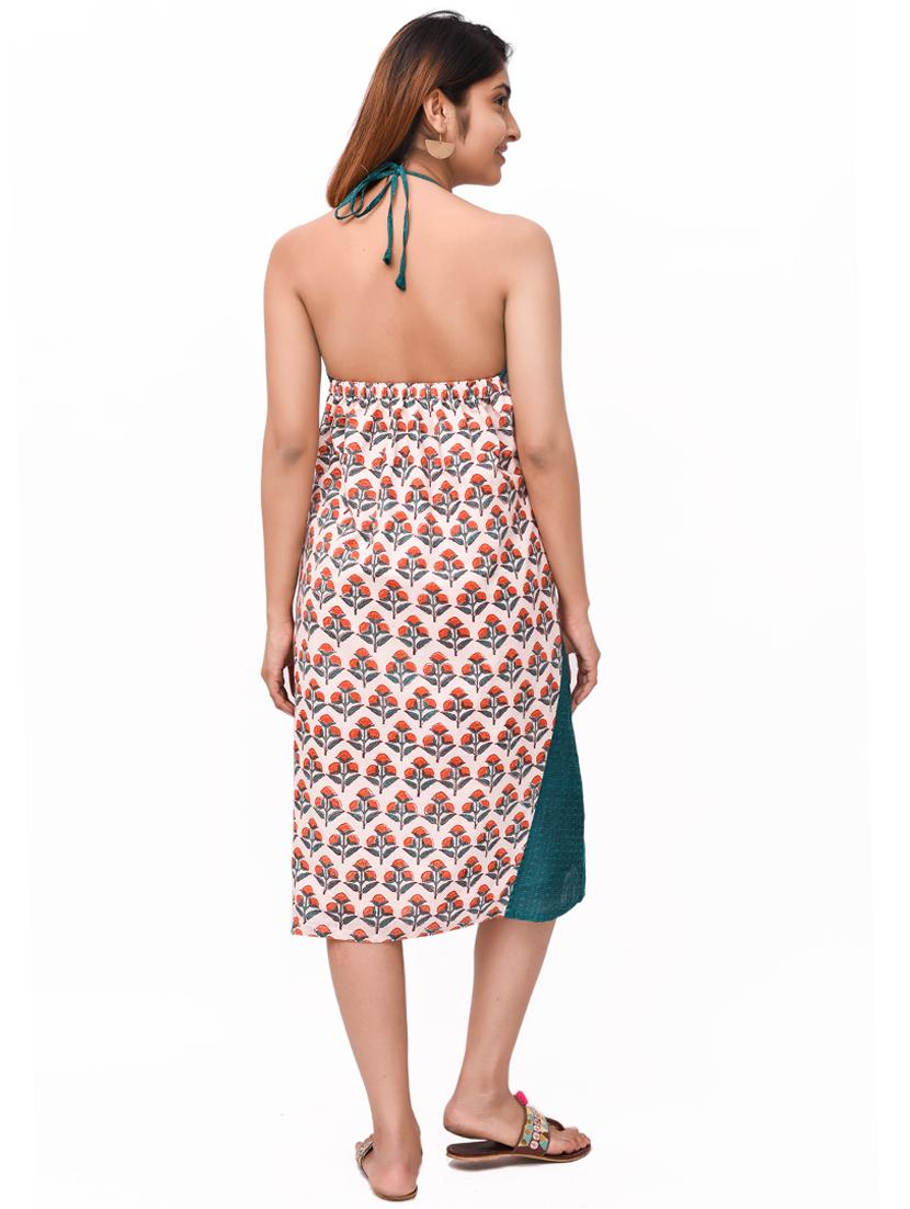 halter neck floral a-line dress - 16788769 - Zoom Image - 2