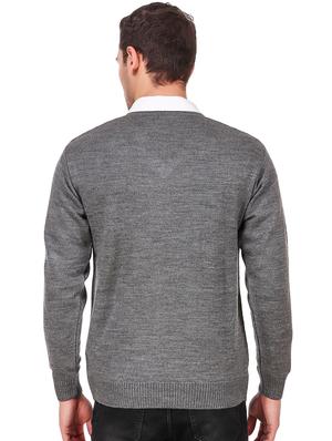 grey self design woolen pullover - 16788978 - Standard Image - 3