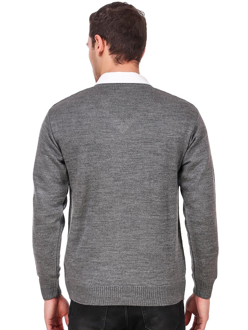 grey self design woolen pullover - 16788978 - Zoom Image - 3