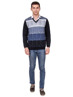 navy blue self design woolen pullover - 16788980 - Standard Image - 4