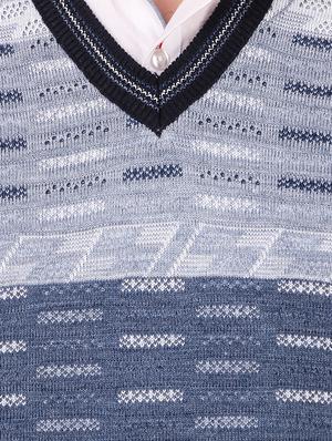 navy blue self design woolen pullover - 16788980 - Standard Image - 5