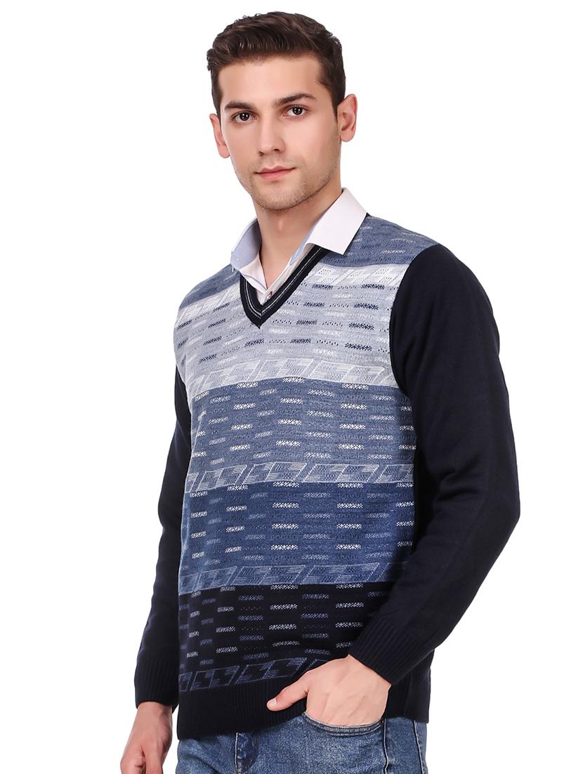 navy blue self design woolen pullover - 16788980 - Zoom Image - 2