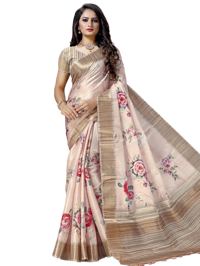 floral printed saree with blouse - 16789214 - Zoom Image - 1