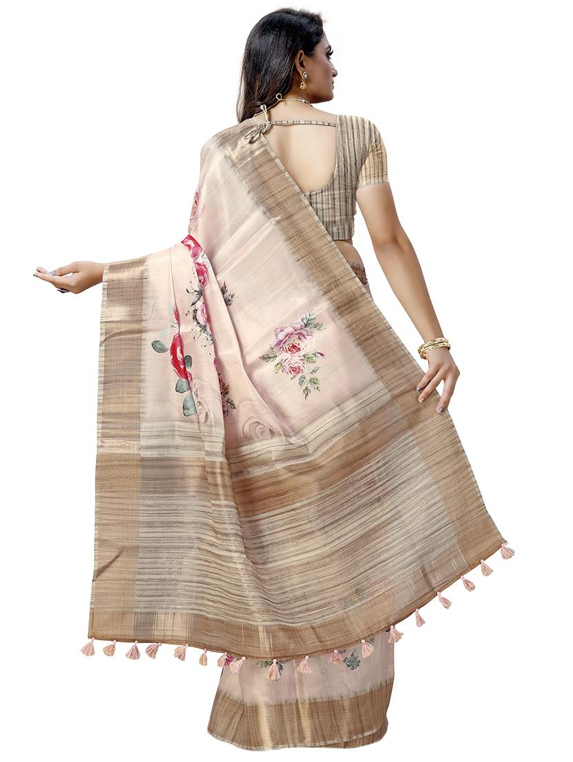 floral printed saree with blouse - 16789214 - Zoom Image - 2