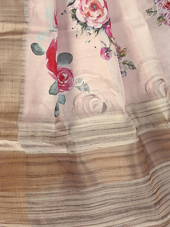floral printed saree with blouse - 16789214 - Zoom Image - 4