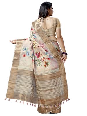 floral printed saree with blouse - 16789221 - Standard Image - 2
