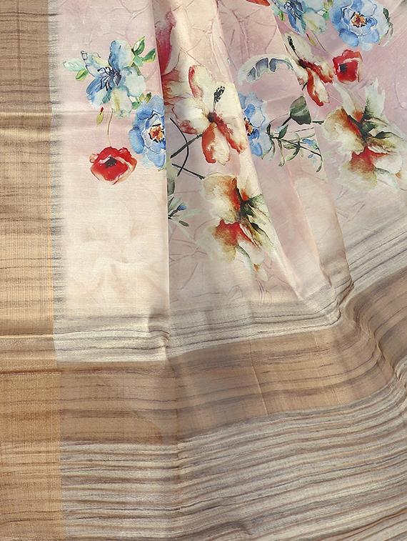 floral printed saree with blouse - 16789221 - Zoom Image - 4