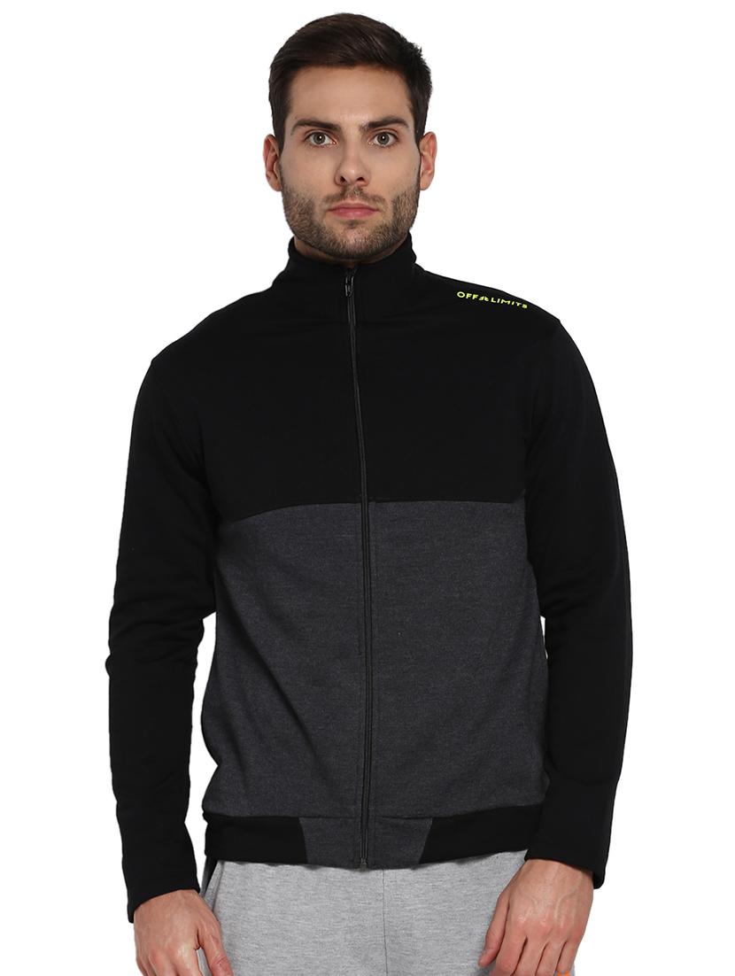 black color block casual jacket - 16790299 - Zoom Image - 1