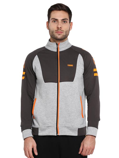grey color block casual jacket - 16790304 - Standard Image - 1