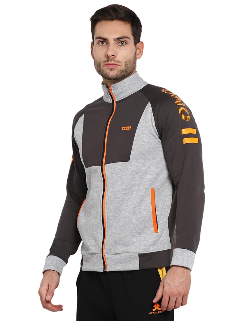grey color block casual jacket - 16790304 - Zoom Image - 2