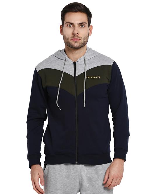 navy blue color block sweatshirt - 16790324 - Standard Image - 1