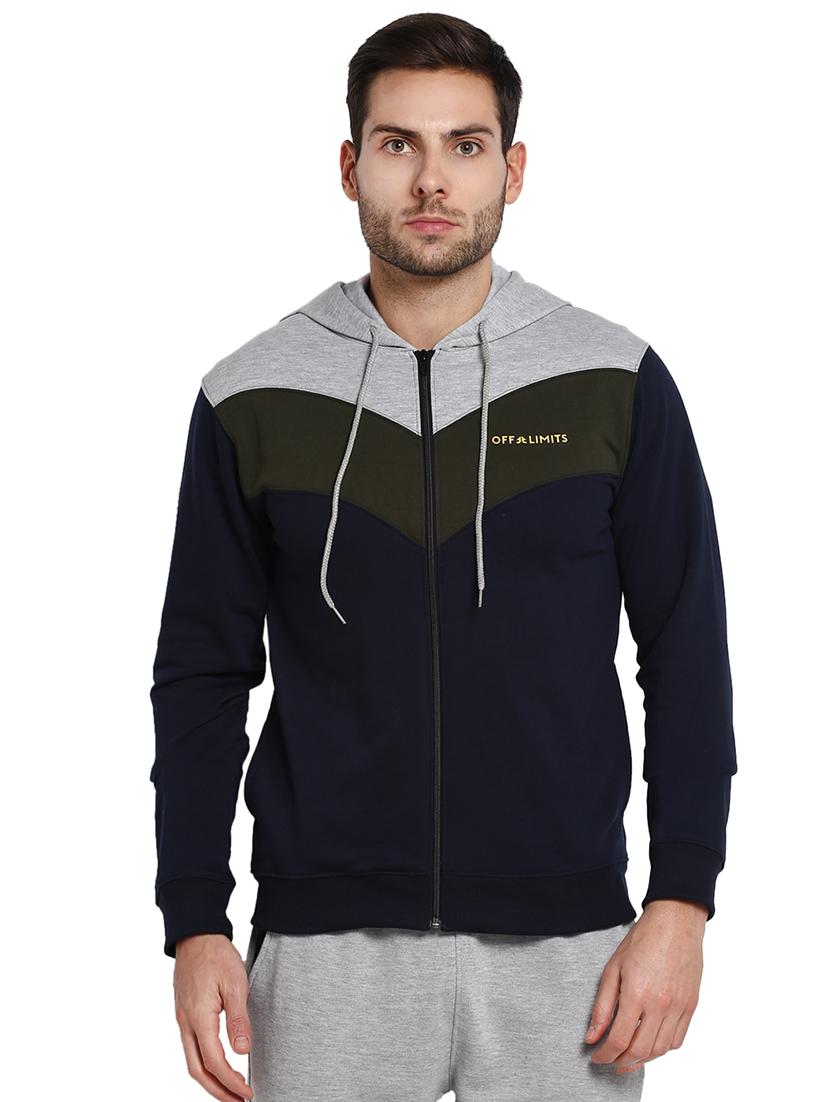 navy blue color block sweatshirt - 16790324 - Zoom Image - 1